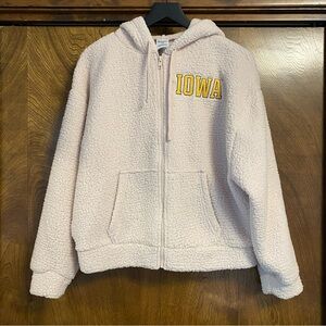 NWT Pink Victoria’s Secret Collegiate Collection Med Iowa Hawkeyes Sherpa Coat